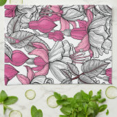 Fuchsia in wit en roze theedoek (Gevouwen)