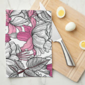 Fuchsia in wit en roze theedoek (Quarter Fold)