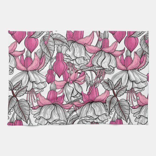 Fuchsia in wit en roze theedoek (Horizontaal)