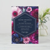 Fuchsia Juweel-Tint Bloeiende Trouw Kaart (Staand voorkant)
