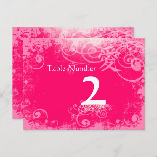 Fuchsia Kanji for Love Swirl Table Number Kards Briefkaart (Voorkant / Achterkant)