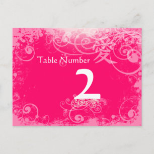 Fuchsia Kanji for Love Swirl Table Number Kards Briefkaart
