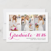 Fuchsia Klas van 2026 Foto Collage Afstuderen Kaart (Voorkant)