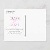 Fuchsia Klasse van 2024 Modern Minimalistisch Afst Aankondigingskaart (Achterkant)