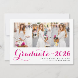 Fuchsia Klasse van 2025 Fotocollage Afstuderen Kaart