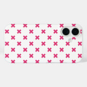 Fuchsia kruissteken op wit Case-Mate iPhone case (Achterkant (horizontaal))