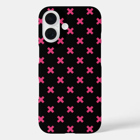 Fuchsia kruissteken op zwart Case-Mate iPhone case (Achterkant)