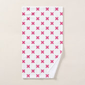 Fuchsia kruisstift wit bad handdoek (Handdoek)