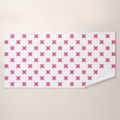 Fuchsia kruisstift wit badhanddoek (Badhanddoek)