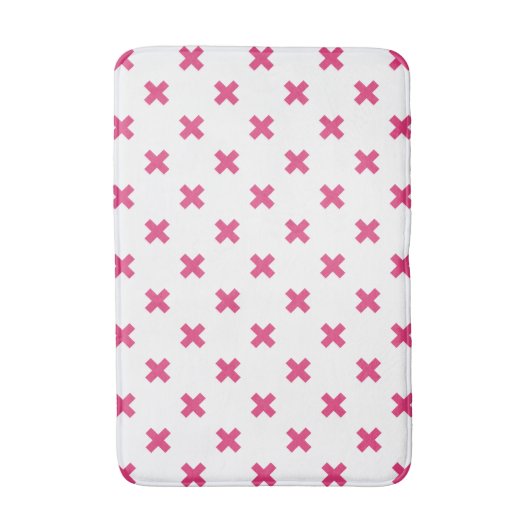Fuchsia kruisstift wit badmat (Voorkant Verticaal)