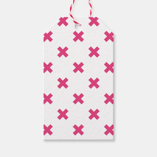 Fuchsia kruisstift wit cadeaulabel (Voorkant)