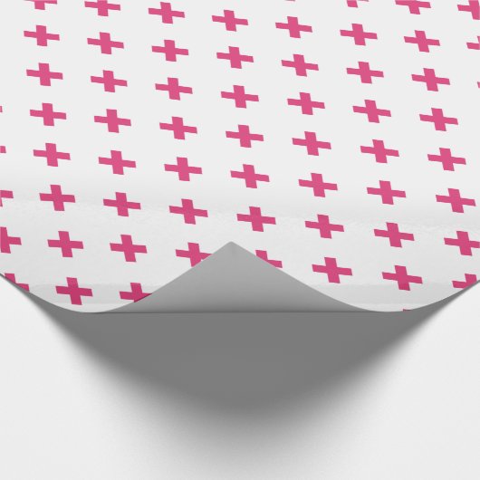 Fuchsia kruisstift wit cadeaupapier (Hoek)