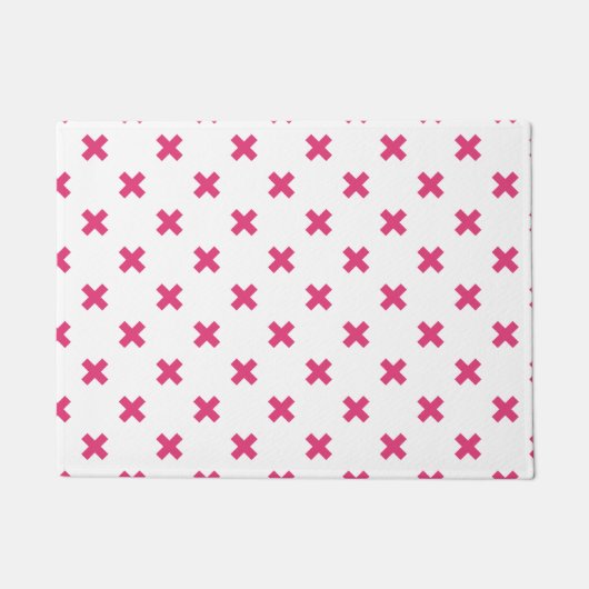 Fuchsia kruisstift wit deurmat (Voorkant)