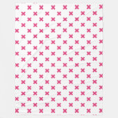 Fuchsia kruisstift wit fleece deken (Voorkant)