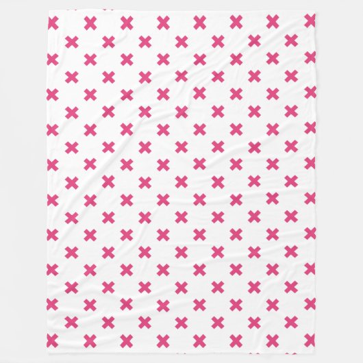 Fuchsia kruisstift wit fleece deken (Voorkant)