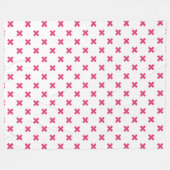 Fuchsia kruisstift wit fleece deken (Voorkant (Horizontaal))