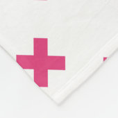 Fuchsia kruisstift wit fleece deken (Hoek)