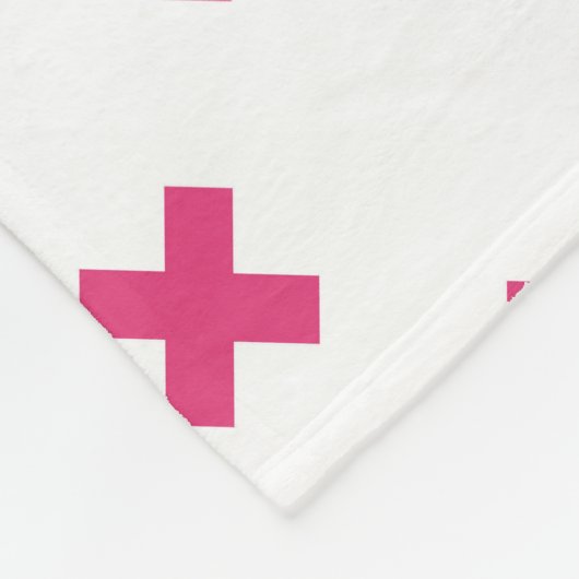 Fuchsia kruisstift wit fleece deken (Hoek)
