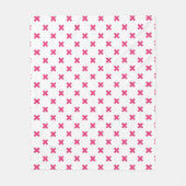 Fuchsia kruisstift wit fleece deken (Voorkant)