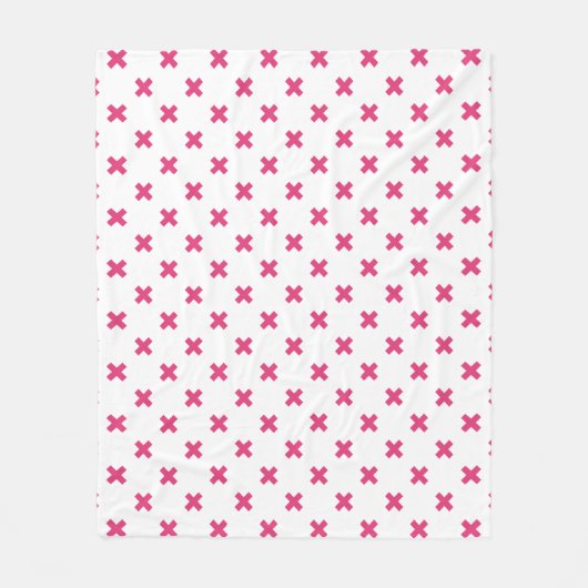 Fuchsia kruisstift wit fleece deken (Voorkant)