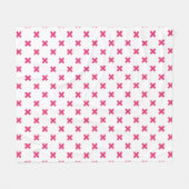 Fuchsia kruisstift wit fleece deken (Voorkant (Horizontaal))
