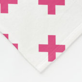 Fuchsia kruisstift wit fleece deken (Hoek)