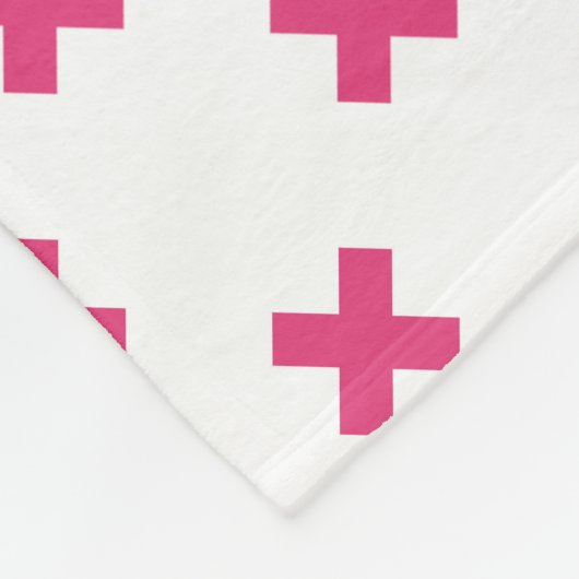 Fuchsia kruisstift wit fleece deken (Hoek)