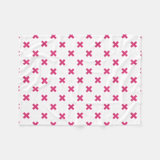Fuchsia kruisstift wit fleece deken (Voorkant (Horizontaal))