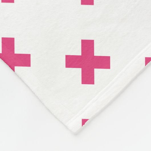 Fuchsia kruisstift wit fleece deken (Hoek)