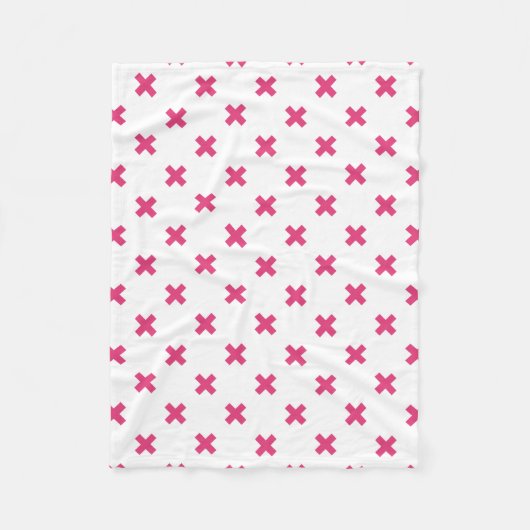 Fuchsia kruisstift wit fleece deken (Voorkant)