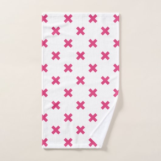 Fuchsia kruisstift wit handdoek (Handdoek)