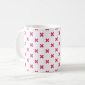 Fuchsia kruisstift wit koffiemok (Voorkant links)