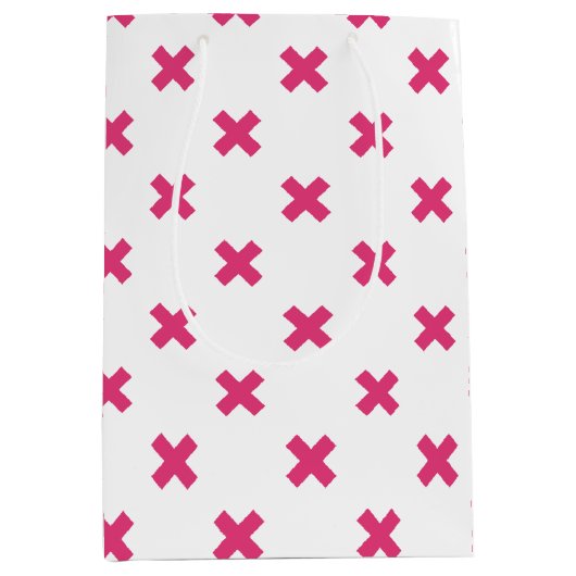 Fuchsia kruisstift wit medium cadeauzakje (Voorkant)