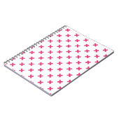 Fuchsia kruisstift wit notitieboek (Linkerzijde)