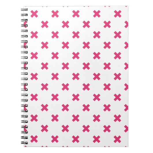 Fuchsia kruisstift wit notitieboek (Voorkant)