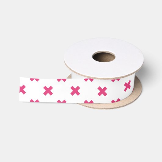 Fuchsia kruisstift wit satijnen lint (Spoel)
