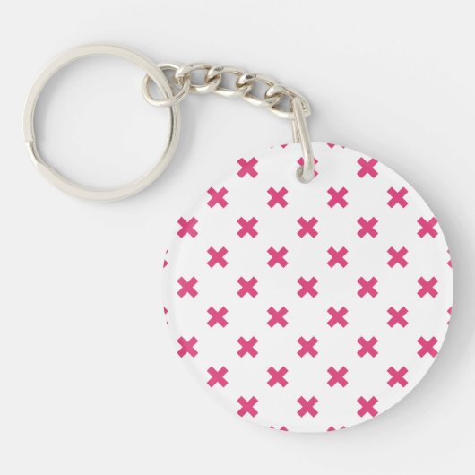 Fuchsia kruisstift wit sleutelhanger (Voorkant)