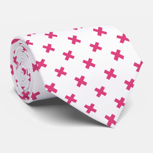 Fuchsia kruisstift wit stropdas (Opgerold)