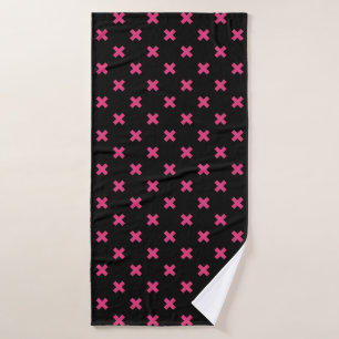 Fuchsia kruisstift zwart badhanddoek