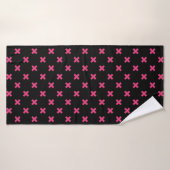 Fuchsia kruisstift zwart badhanddoek (Badhanddoek)