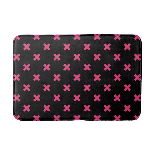 Fuchsia kruisstift zwart badmat (Voorkant)