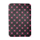 Fuchsia kruisstift zwart badmat (Voorkant Verticaal)