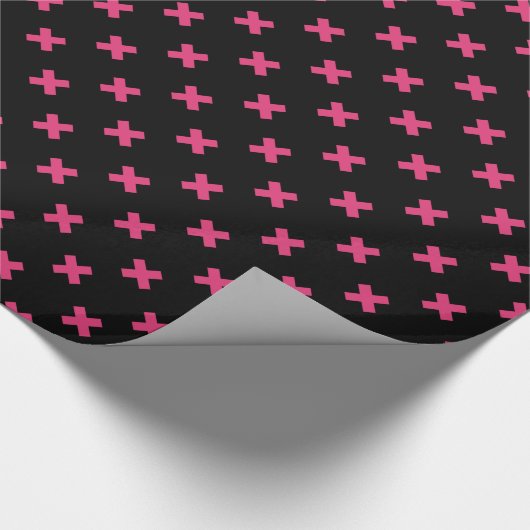 Fuchsia kruisstift zwart cadeaupapier (Hoek)