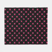 Fuchsia kruisstift zwart fleece deken (Voorkant (Horizontaal))