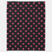 Fuchsia kruisstift zwart fleece deken (Voorkant)