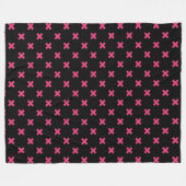 Fuchsia kruisstift zwart fleece deken (Voorkant (Horizontaal))