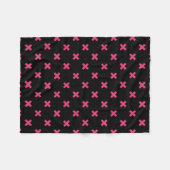 Fuchsia kruisstift zwart fleece deken (Voorkant (Horizontaal))