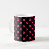 Fuchsia kruisstift zwart koffiemok (Voorkant links)
