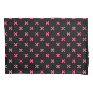 Fuchsia kruisstift zwart kussensloop