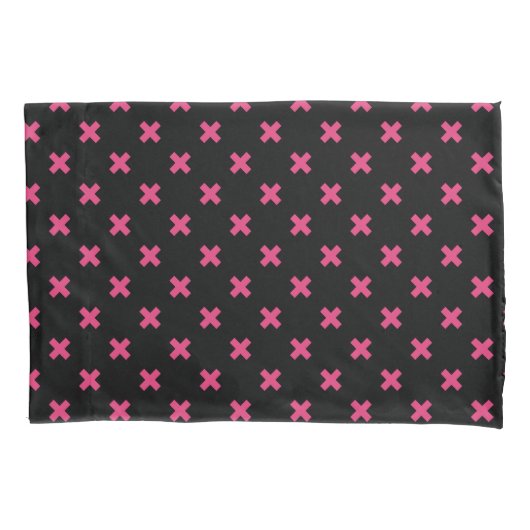 Fuchsia kruisstift zwart kussensloop (Voorkant)